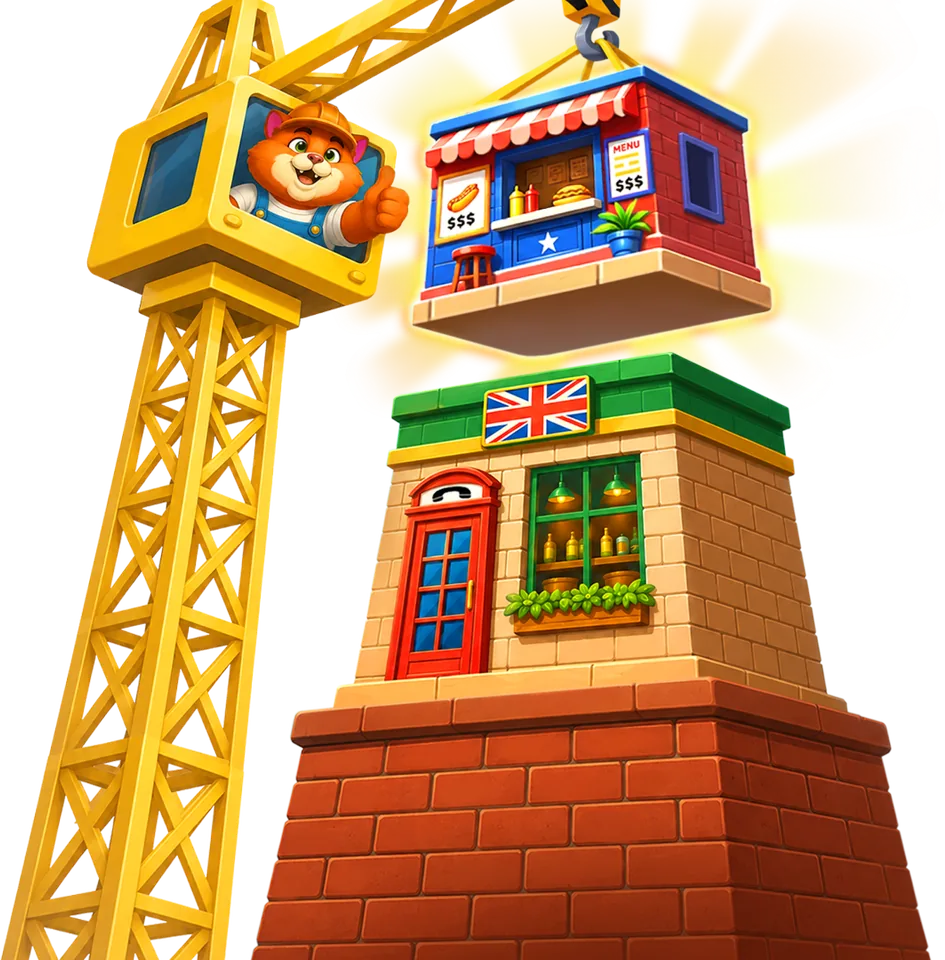 Der Kran setzt den nĂ€chsten Block â MegaBlock Empire